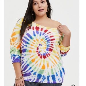 Torrid Rainbow Tie-Dye Off-Shoulder Sweatshirt